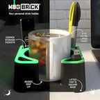 MugBrick™ Cup Holder. Anti-Spill Drink Holder for Couch. Desktop Cup Holder Organizer. Portable Mug Holder. Dishwasher Safe Drink Tray Caddy. Black - Image 2