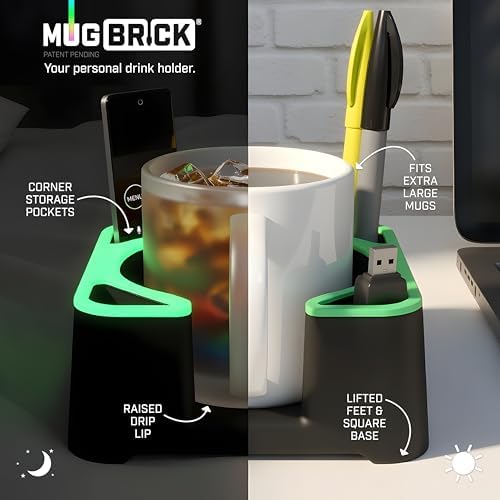 MugBrick™ Cup Holder. Anti-Spill Drink Holder for Couch. Desktop Cup Holder Organizer. Portable Mug Holder. Dishwasher Safe Drink Tray Caddy. Black - Image 2