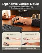 ProtoArc EM11 NL Wireless Ergonomic Mouse, Rechargeable, Black Gold - Image 7