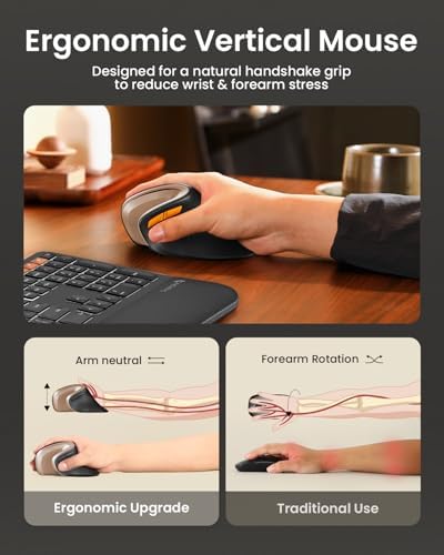 ProtoArc EM11 NL Wireless Ergonomic Mouse, Rechargeable, Black Gold - Image 7