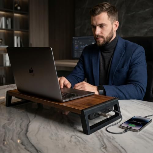 Zapuno Desk Organizer and Accessories, Computer Monitor Stand Riser with USB Hub , Laptop Stand - Image 6