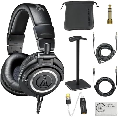 Audio-Technica ATH-M50x Closed-Back Monitor Headphones | Black Bundle by Unknown