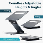 Lifelong Aluminum Adjustable Laptop Stand, Extra Tall 20" Riser, Grey - Image 3