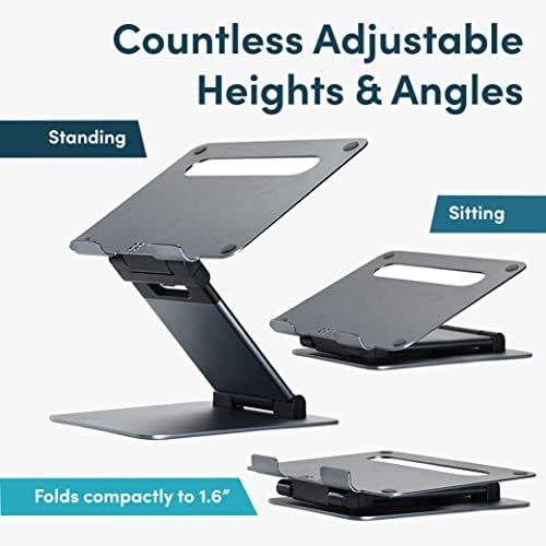 Lifelong Aluminum Adjustable Laptop Stand, Extra Tall 20" Riser, Grey - Image 3