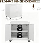 23.6" Metal Printer Stand with Storage Cabinet & Adjustable Shelf - Image 2