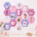 6.7 x 5.9 in 16 Pcs Hexagon Cork Board Tiles, Felt Pin Boards, Pink by Mindsoft
