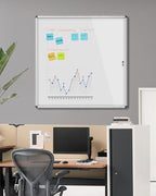 Mifuro 38"x38" Enclosed Bulletin Board, Lockable Weather-Resistant Aluminum Noticeboard for School & Office, Silver Frame w/Magentic Whiteboard - Image 2