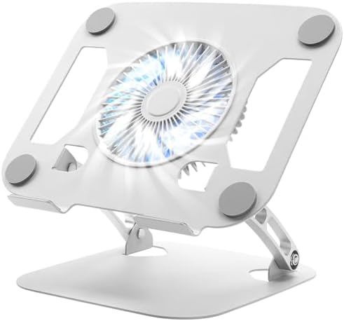 SHUWEI Laptop Stand with Fan, Height/Angle Adj fits 16" Laptop, Silver by SHUWEI