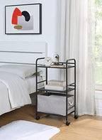 SunnyPoint 3-Tier Rolling Utility Cart – Metal Storage Organizer with Wheels, Mobile Kitchen Cart, Office & Home Organizer, Black, 12" D x 16.92" W x 31.1" H - Image 4