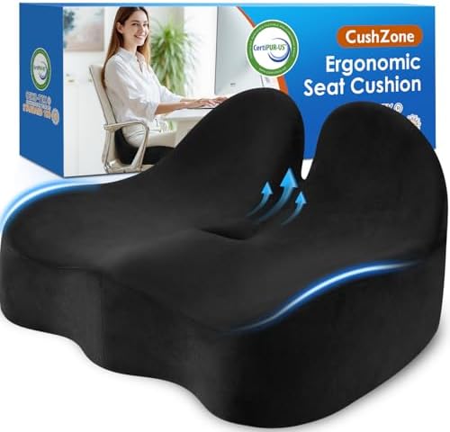 CushZone Extra Large Seat Cushion, Sciatica Support for Office Chair, Black by CushZone
