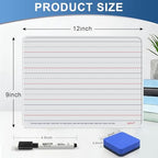 Dry Erase Boards, 6 Pack 9”x12” Magnetic Double Sided Portable Personal Small Whiteboards with Lines, Include 6 Markers, 6 Erasers, 6 X 52 Foam Letters for Kids, Students, Teachers Classroom School - Image 3