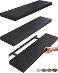 BAYKA Black Floating Shelves 22.5in, Set of 3, Wall Mounted for Wall Decor by Bayka