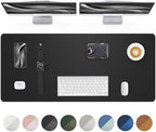 AFIING Leather Desk Protector, 55"x17" - Premium Mat, Large Mouse Pad, Non-Slip Blotter, Waterproof Writing Pad for Office and Home (Black) by AFIING