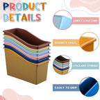 Jinei 24 Pack Book Bins for Classroom with Name Labels, 6 Color Boho - Image 3