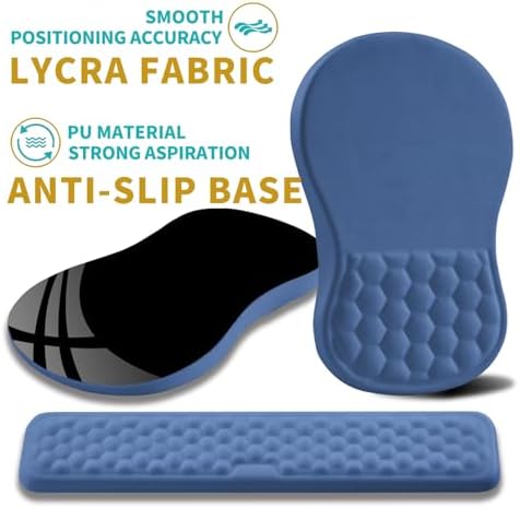 Hokafenle 2 in 1 Ergonomic Mouse Pad Wrist Support & Wrist Rest for Computer Keyboard Set, with Relieve Carpal Tunnel Pain Massage Bulge and Full Memory Gel Design (2In1 Set, Midnight Blue) - Image 6