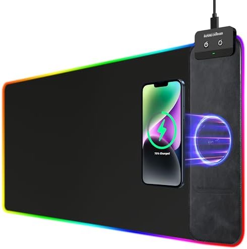 Gaming Mouse Pad, Wireless Charging Mouse Pad Gaming, 31.5"x11.8" Large RGB Desk Mat for Laptop/Computer/Keyboard, 9 Light Modes, Waterproof Smooth Surface, Non-Slip Base, Black by wirelessfuturecharger
