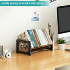 ELITEROO Desktop Bookshelf Organizer, Wood Slanted Desk Bookshelf, Small Tabletop Book Rack, Portable Mini Bookcase for Book Display, Cookbooks, Kids Reading, Office & Home Storage, Rustic Brown - Image 4