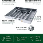 ROYAL CRAFT WOOD Luxury Bamboo Kitchen Drawer Organizer - Silverware Organizer - Utensil Holder and Cutlery Tray with Grooved Drawer Dividers for Flatware and Kitchen Utensils (9 Slot, Gray) - Image 4