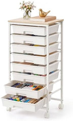 VASAGLE Rolling Cart with Drawers, Craft Organizers and Storage, White by VASAGLEbySONGMICSHOME