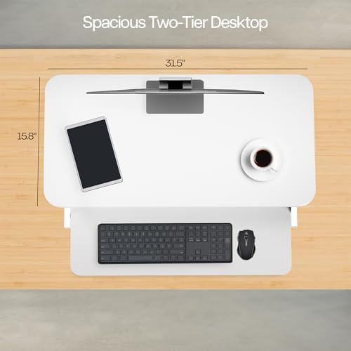VIVO White 32 inch Standing Desk Riser, DESK-V000SW - Image 6
