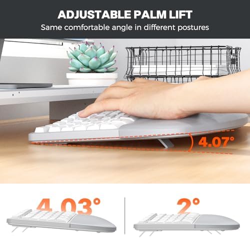 MEETION Ergonomic Keyboard Mouse Combo, Split Design Vertical Mouse Gray - Image 3