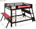 Polibi Full Over Full Bunk Bed with 2 Built-in Gaming Desks, USB Charging Ports & Pegboard Organizer, Heavy-Duty Gaming Bed Frame for Teens/Adults, Red (Full Size) - Image 2