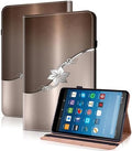 for Kindle Fire HD 8 Tablet Case (2018/2017/2016,8th/7th/6th Generation) 8 inch, PU Leather Flip Case with Pen Holder Elastic Band & Card Slots for Kindle Fire HD 8 8th Gen - Silver Flower by TUOLISG