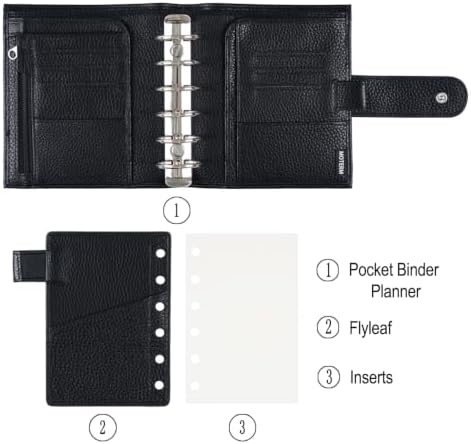 Moterm Pocket Luxe Rings Planner - Genuine Leather Binder Organizer (Pebble-Black, 30mm Ring) - Image 2