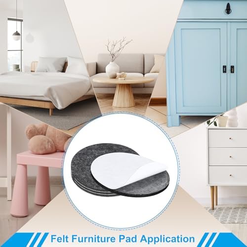 PATIKIL 12" Diameter Felt Furniture Pads, 8 Pack 1/5" Thick Lamp Base Felt Round Soft Adhesive Non-Slip Anti-Scratch Backed Felt Floor Protector for Lamp Furniture DIY Craft, Dark Grey - Image 7