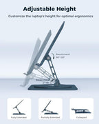 Aoviho 360° Rotating Laptop Stand for Desk | Adjustable, Foldable, Portable Aluminum Ergonomic Riser | Compatible with MacBook, Dell, HP & All Laptops 10-16 inch - Image 4