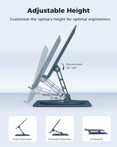 Aoviho 360° Rotating Laptop Stand for Desk | Adjustable, Foldable, Portable Aluminum Ergonomic Riser | Compatible with MacBook, Dell, HP & All Laptops 10-16 inch - Image 4