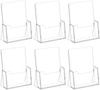 Acrylic Brochure Holder 8.5 x 5.5 Inch, 6 Pack, Bi-fold Flyer Desk Holder by SUNQEBO