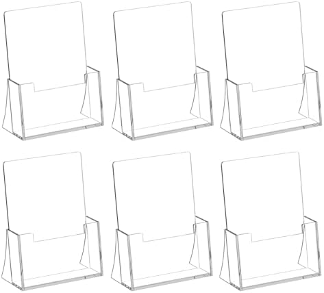 Acrylic Brochure Holder 8.5 x 5.5 Inch, 6 Pack, Bi-fold Flyer Desk Holder by SUNQEBO