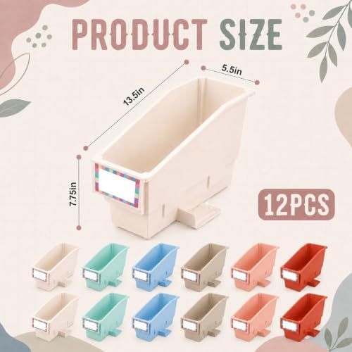 gisgfim 12 Pcs Non-Tip Book Bins with Stabilizer Wings (Morandi) - Image 2