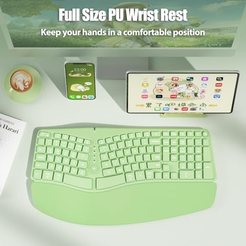 Split Ergonomic Keyboard Wireless with Cushioned Wrist & Palm Rest - Image 3