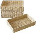 4PCS Small Woven Paper Rope Storage Basket organizing,Beige by QingtuHome