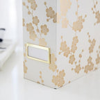 BLU MONACO | Set of 4 Foldable Magazine Storage Boxes with Gold Floral Pattern | Decorative Vertical File Organizers with Gold Label Holders for Desk, Shelves & Home Office - Image 4