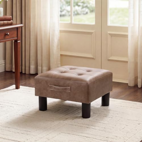 Joveco Small Ottoman Foot Stool,15" Square Upholstered Foot Rest with Legs by Joveco