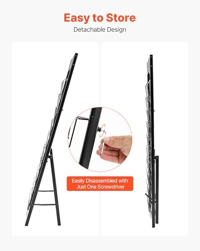 VEVOR Brochure Display Rack, 20 Pockets Magazine Literature Display Stand, Portable Floor Standing Magazine Rack, Metal Newspaper Catalog Holders for Shop, Exhibitions, Office, Standard, Black - Image 4