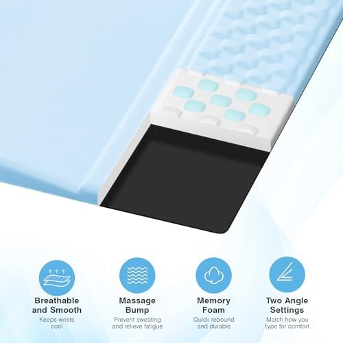 Ospelelf Keyboard Wrist Rest and Mouse Pad Set, Ergonomic Memory Foam Wrist Support, Aesthetic Desk Accessories for Office, Home & Gaming, Relief for Carpal Tunnel & Wrist Pain,Blue - Image 4