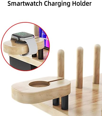 Metal Charging Station for Multiple Devices,New Upgrade Wood Charging Station for Phone Tablet Smart Watch Holder Desk Organizers，Matte Black Dock Device Organizer - Image 6