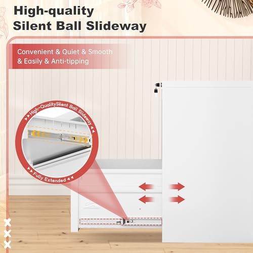 Superday Lateral File Cabinet 2 Drawer Metal File Cabinet with Lock, White Filing Cabinets for Home Office, Locking Filing Cabinets Hanging Files Letter/Legal/F4/A4 - Image 6