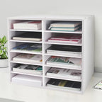 SONGWAY Desk Paper Storage Organizer - 12-Slot Literature Organizer with Adjustable Shelves, Countertop Mail Sorter Organizer, Desk File Sorter Organizer, Mailbox for Classroom Office, White by SONGWAY