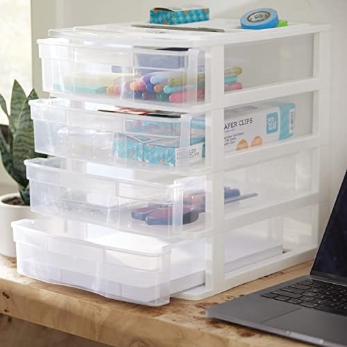 Gracious Living 4-Drawer Desktop/Countertop Organizer, White/Clear, 4 Pack - Image 7