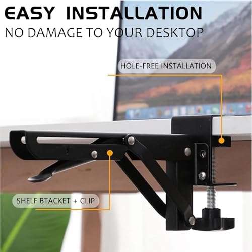 Desk Extender 24‘’ x 12 Inch Foldable Table Extension Folding Wall Table Keyboard Extender for Desk Clamp-on Shelf for Dorm Bunk, Office, Kitchen Bar, RV Countertop, Laundry Room (White) - Image 4