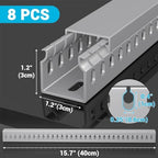 Open Slot Wire Duct Kit, 125.6"(8 x 15.7) Server Rack Cable Management, Cable Management Raceway for Hide Network HDMI VGA Cable, Wiring Raceway Cable Duct, Desk Wire Channel, 8 Pack, Grey - Image 2