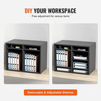 VEVOR Literature Organizers, 12 Compartments Office Mailbox with Adjustable Shelves, Wood Literature Sorter 20.4x12x16.1 inches for Office, Home, Classroom, Mailrooms Organization, EPA Certified Grey - Image 7