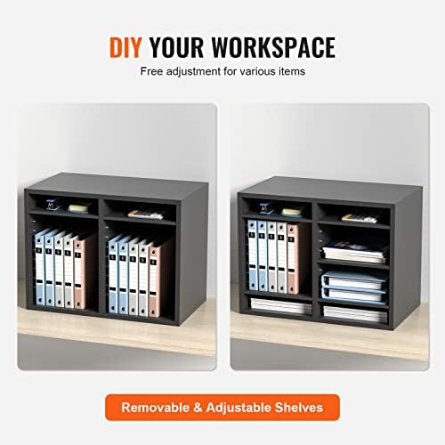 VEVOR Literature Organizers, 12 Compartments Office Mailbox with Adjustable Shelves, Wood Literature Sorter 20.4x12x16.1 inches for Office, Home, Classroom, Mailrooms Organization, EPA Certified Grey - Image 7