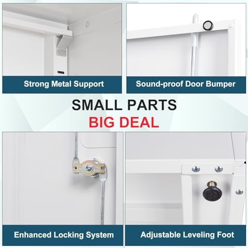 MIIIKO Metal Lockable Storage Cabinet, Small Metal Garage Storage Cabinets with Doors and Shelves for Home Office,Garage - Image 6