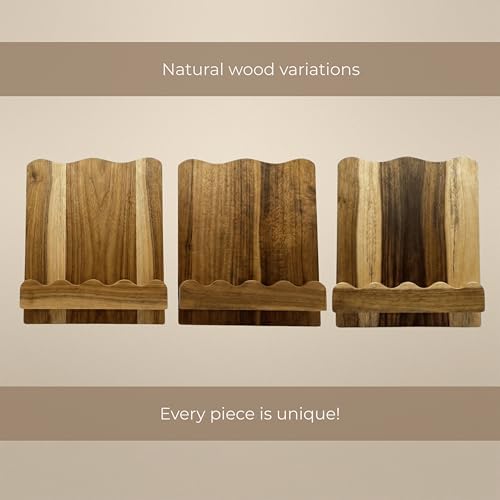 Beautiful Wooden Cookbook Stand for Your Kitchen Counter – Solid Wood Scalloped Book Holder (Acacia) - Image 6